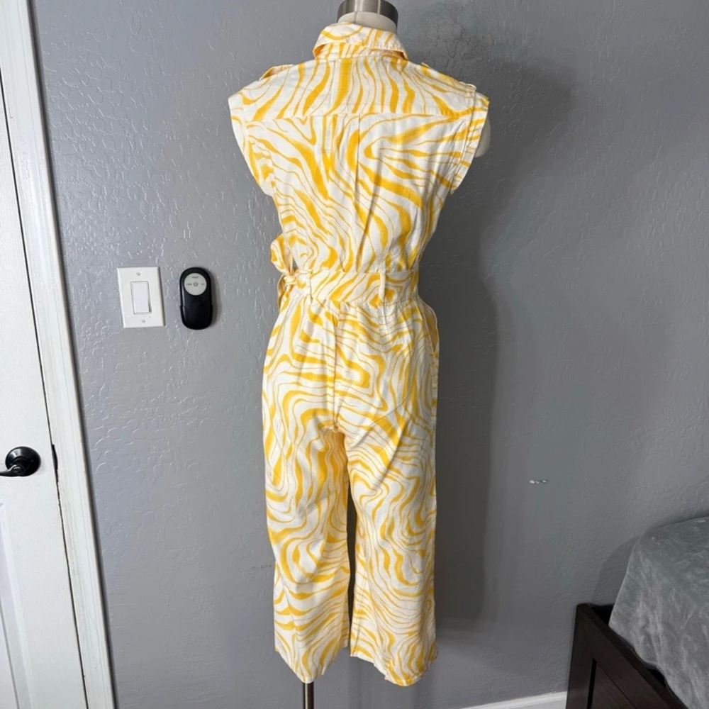 Yellow and White Women's Jumpsuit